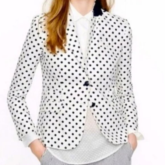 J. Crew Polka Dot Schoolboy Linen Blazer